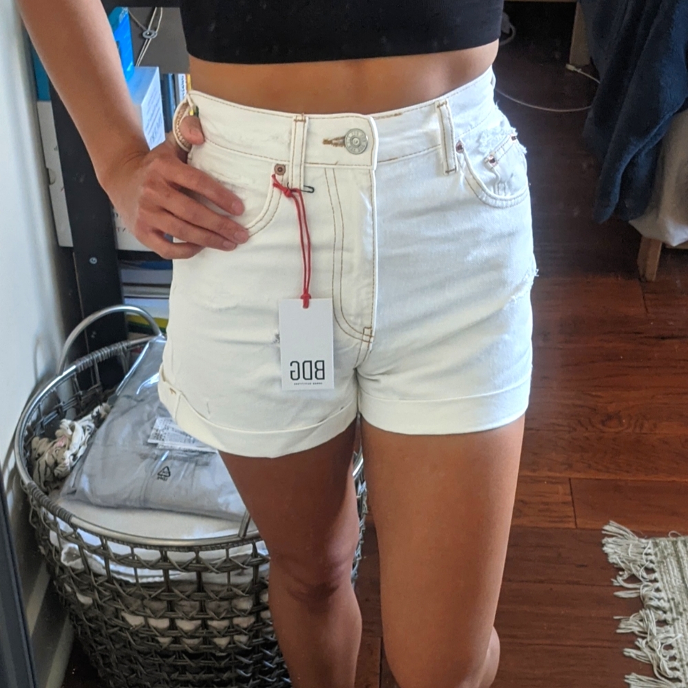 BDG White Denim High Waisted Shorts